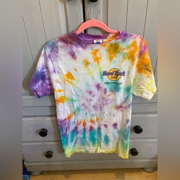 Unisex VINTAGE Hard Rock Cafe HOLLYWOOD tie dyed Small size made in USA/Jamaica - Picture 4 of 11